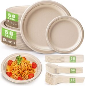 Gezond Compostable Disposable Dinnerware Set (250-Piece)